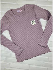 Dievčenské bavlnené tričko s dlhým rukávom fialkové