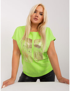Fashionhunters Light green women's blouse plus size with print