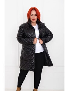 Luizza Plus Size Čierny kabát s vreckami