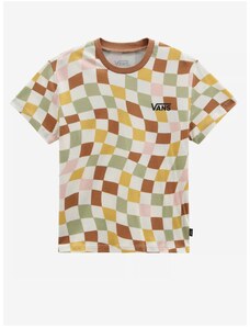 White-brown girls' plaid T-shirt VANS Checker Print - Girls