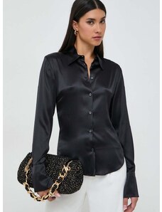 Hodvábna košeľa Pinko čierna farba, regular, s klasickým golierom, 100612.ZR64