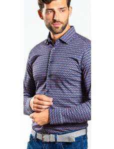 Alain Delon Vzorovaná strečová Extra Slim Fit košeľa s nekrčivou úpravou