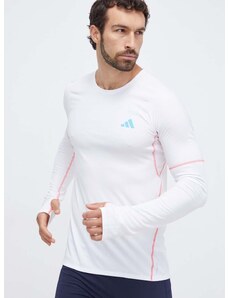 Bežecké tričko s dlhým rukávom adidas Performance Adizero biela farba, s potlačou