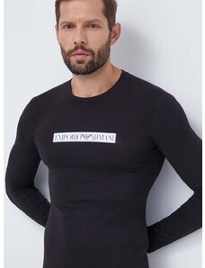 Tričko s dlhým rukávom Emporio Armani Underwear čierna farba, s potlačou