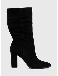 Semišové topánky Lauren Ralph Lauren Artizan II dámske, čierna farba, na podpätku, 802917374001