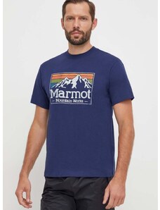 Športové tričko Marmot MMW Gradient tmavomodrá farba, s potlačou