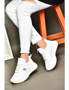 Fox Shoes 04 Dámska športová obuv z bielej/hnedej látky