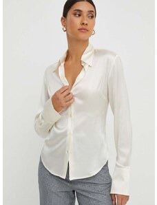 Hodvábna košeľa Pinko béžová farba, regular, s klasickým golierom, 100612.ZR64