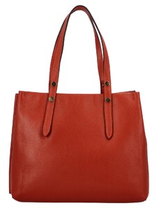Dámska kožená kabelka tehlovočervená - Delami Nylea červená