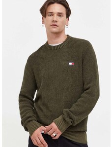 Bavlnený sveter Tommy Jeans zelená farba