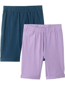 bonprix Dievčenské krátke elastické šortky (2 ks) s bio bavlnou, farba fialová, rozm. 164/170