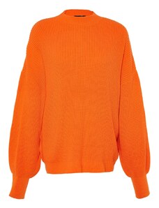 Trendyol Orange Wide Fit Crew Neck Pletený sveter