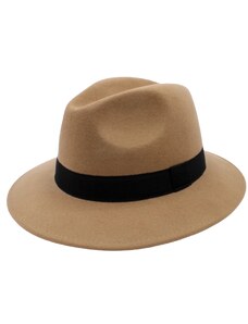 Fiebig - Headwear since 1903 Béžový klobúk plstený s kašmírom - béžový s béžovou stuhou - klopená krempa