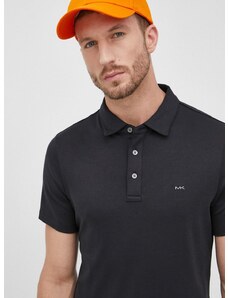 Bavlnené polo tričko Michael Kors čierna farba, jednofarebné