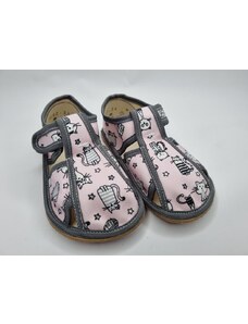 Detské barefoot papučky Baby Bare Shoes Slippers Pink cat