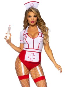 Leg Avenue Červeno-biely sexi halloweensky kostým Nurse Feelgood 87086