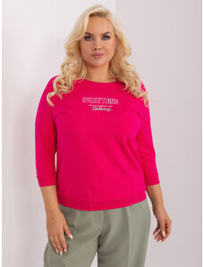 Fashionhunters Plus-size fuchsia blouse with 3/4 sleeves
