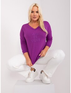 Fashionhunters Dark purple plus size blouse with inscription