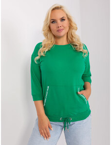 Fashionhunters Plus size green cotton blouse