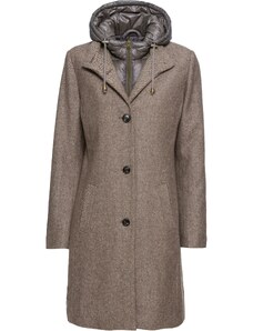 bonprix Zimný kabát z vlny, 2v1 vzhľad, farba hnedá
