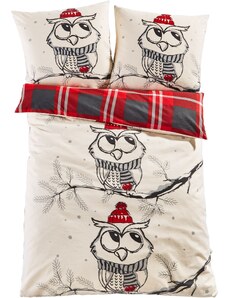 bonprix Obojstranná posteľná bielizeň so sovami, farba šedá, rozm. 1x 80/80cm, 1x 135/200cm