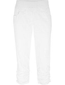 bonprix Pohodlné capri nohavice s pohodlným pásom a nariasením, farba biela