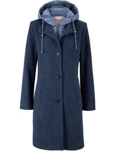 bonprix Zimný kabát z vlny, 2v1 vzhľad, farba modrá