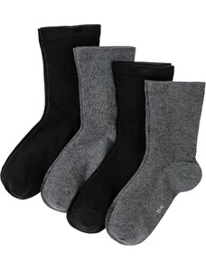 bonprix Ponožky s potlačenou manžetou (4 ks) s bio bavlnou, farba čierna, rozm. 39-42