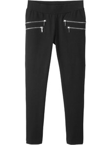 bonprix Dievčenské strečové nohavice s bočnými zipsami, farba čierna