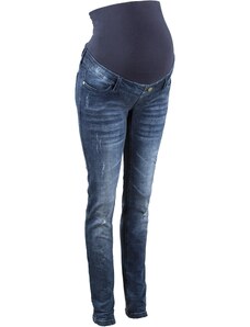 bonprix Tehotenské džínsy v zničenom vzhľade, Skinny, farba modrá