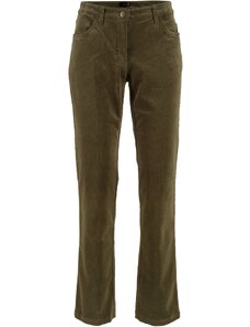 bonprix Strečové kordové nohavice, rovné, farba zelená