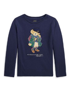 Detské tričko s dlhým rukávom Polo Ralph Lauren tmavomodrá farba