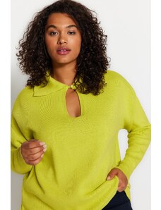 Trendyol Curve zelený predný detailný pletený sveter
