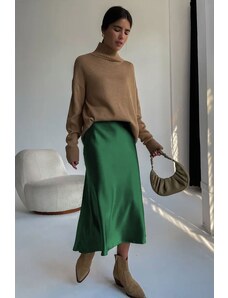 Madmext Mad Girls Green Satin Skirt