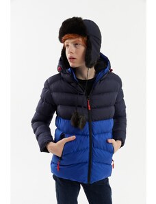 River Club Boy's Water and Windproof Fiber Lined Dark Blue-sax Hooded Coat