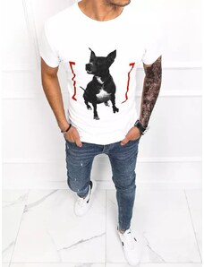 Buďchlap Biele bavlnené tričko s modernou potlačou Dog