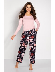 Momenti Per Me Luxusné dámske pyžamo kvetované Chance, Farba Pink-Navy
