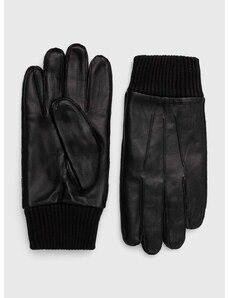 Kožené rukavice Samsoe Samsoe dámske, čierna farba