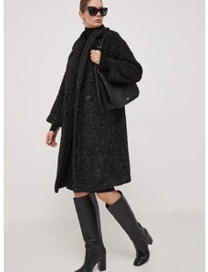 Kabát Deha dámsky, čierna farba, prechodný, oversize