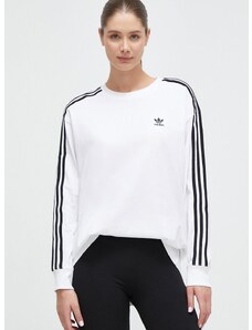 Bavlnené tričko s dlhým rukávom adidas Originals biela farba