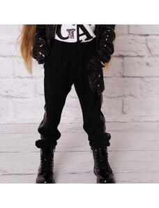 Dievčenské nohavice s glitrami a mašľou čierne SHINE AND GLOW DAGA