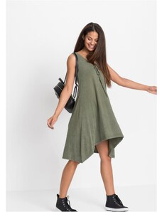 bonprix Úpletové šaty so šnurovačkou, farba zelená