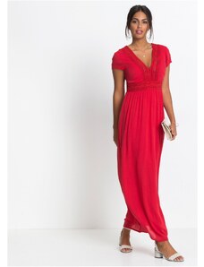 bonprix Letné maxi-šaty s čipkou, krátke, farba červená, rozm. 34