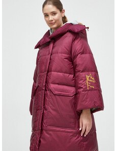 Páperová bunda The North Face dámska, bordová farba, zimná, oversize
