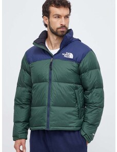Páperová bunda The North Face pánska, zelená farba, zimná