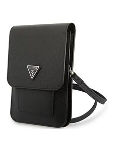 Guess PU Saffiano Triangle Logo Phone taška čierna GUWBSATMBK