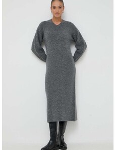 Šaty s prímesou vlny Beatrice B šedá farba, maxi, oversize