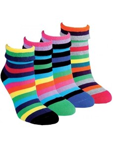 Dámske teplé pruhované vyhrňovacie froté ponožky RS