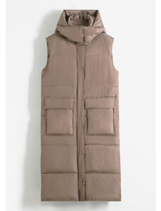 bonprix Vatovaná prešívaná vesta z recyklovaného polyesteru, s odnímateľnou kapucňou, farba hnedá, rozm. 38