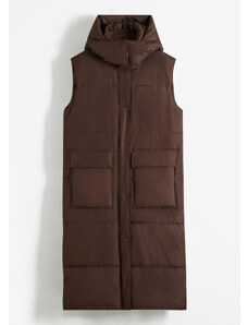 bonprix Vatovaná prešívaná vesta z recyklovaného polyesteru, s odnímateľnou kapucňou, farba hnedá